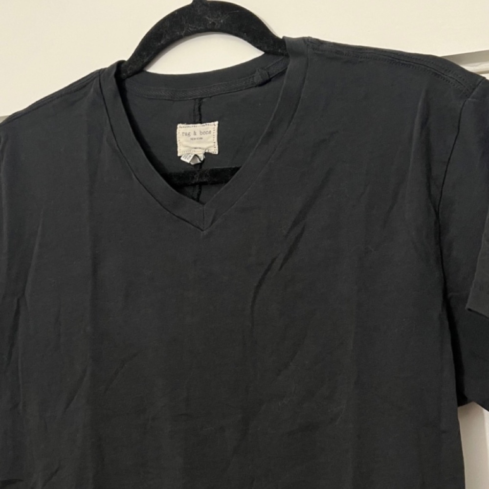 Rag & Bone V-Neck Black T-Shirt, Medium